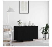 Sideboard Black Oak Engineered Wood 120x41x75cm 4 Door Minimalist Storage Unit.