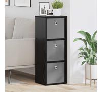 Sideboard Black Oak Engineered Wood 30.5x27x84.5cm 3 Drawer SlimStorage Durable