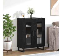 Sideboard Black Oak Engineered Wood 69.5 x 34 x 90 cm 2-Door Modern Storage Unit
