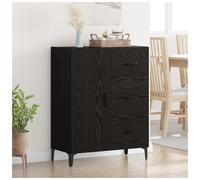 Sideboard Black Oak Engineered Wood 69.5x34x90 cm 3 Drawer Flush Door Minimalist