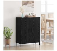 Sideboard Black Oak Engineered Wood 69.5x34x90cm 2-Door Storage Cabinet ModernUK