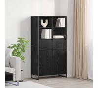 Sideboard Black oak Engineered Wood 81 x 36 x 150.5 cm Industrial Drawer Storage