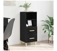 Sideboard Black Oak Engineered Wood Compact Storage 34x34.5x90cm Modern Minimal
