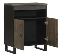 Sideboard Black Solid Mango Wood 60 x 33 x 75 cm with Metal Legs, Lots of Storage Space and Modern Storage for Living Room, Living Room Furniture and Entertainment Centre