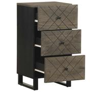 Sideboard Black Solid Wood Mango 40 x 33 x 75 cm with Metal Legs Compact and Modern for Living Room Storage and Storage with Drawers and Compartments Ideal for Entertainment Centre