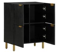 Sideboard Black Wood 60 x 33 x 75 cm with Metal Feet, Storage Space and Drawers, Modern Living Room Furniture, Compact and Space-Saving for Storage and Entertainment