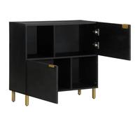 Sideboard Black Wood Composite 80 x 33 x 75 cm with Metal Feet, Storage Space and Drawers for Living Room, Modern Lowboard, Compact Storage Solution, Versatile