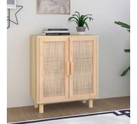 Vidaxl Sideboard Brown 60X30X70 Cm Solid Wood Pine And Natural Rattan