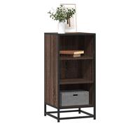 Sideboard Brown Oak 35.5x35x76cm Engineered Wood & Metal Industrial 3-Shelf Slim