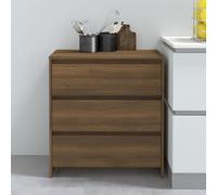 Sideboard Brown Oak 70x41x75 cm Engineered Wood 3-Drawer Compact Console SlimXL