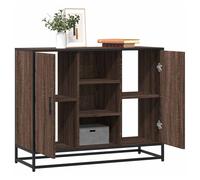 Sideboard Brown Oak 92x35x76cm Engineered Wood with Metal Frame Modern Compact.