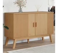 Sideboard Brown Solid Pine Finish 114x43x73.5cm Storage Cabinet UK