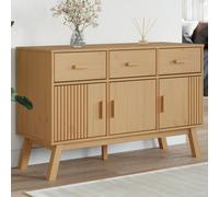 Sideboard Brown Solid Pinewood 3 Doors 3 Drawers 114x43x73.5 cm Scandinavian