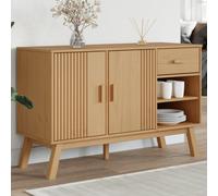 Sideboard brown solid pinewood finish 114x43x73.5 cm 1 drawer 2 doors