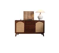 Sideboard Cabinet 160x40x84cm Home Wooden Retro Storage Cabinet, Rattan Porch Storage Table, Living Room Storage Furniture Suitable For Hotels And B&Bs Sideboard Cabinet With Storage