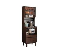 Sideboard Cabinet 60x42x182cm Solid Wood Entrance Storage Table, Living Room Retro Walnut Storage Cabinet Against The Wall, Modern Furniture For Small Apartment Sideboard Cabinet With Storage