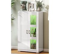 Homcom Display Cabinet With Glass Shelves, Sideboard For Living Room, White