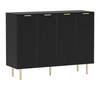 Homcom Sideboard Buffet Cabinet With 4 Doors And Adjustable Shelves, Black Black