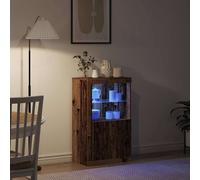 Sideboard Cabinet LED Lights Cupboard Old Wood 60.5x37x100 cm