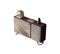Sideboard Cabinet Saddle Leather Dining Side Storage Table Black Walnut Tabletop Living Room Entrance Cabinet Corridor Bedroom Decorative Furniture Sideboard Cabinet With Storage(140x35x90cm)