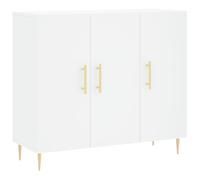 vidaXL 3 Door Smoked Oak Sideboard - Size: 80 x 90 x 34cm - Brown - Wilko