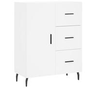 Sideboard White Engineered Wood & Metal 69.5x34x90cm 3 Drawer 2 Door StorageUnit