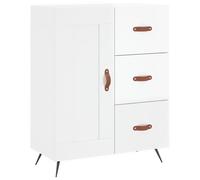 Sideboard High Gloss White Engineered Wood & Metal 69.5x34x90 cm Storage Modern