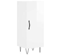 vidaXL Single Door High Gloss White Sideboard - Size: 90 x 34.5 x 34cm - Wilko