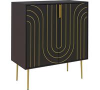 Sideboard Cabinet Storage Cupboard Art Deco Gold Detail Adjustable Shelf Black