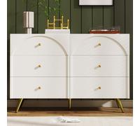 Sideboard Cabinet with 6 Drawers Modern Farmhouse Sideboard Buffet with Arched Drawer Fronts Console Table Sideboard Storage Cabinet for Dining Room Living Room Hallway Kitchen Cream White One