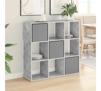 Sideboard Concrete-Grey 102x31x99.5cm Engineered Wood 3 Drawer Recessed Handles