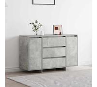 Sideboard Concrete Grey 120 x 41 x 75 cm Engineered Wood 3 Drawer 2 Door Durable