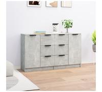 Sideboard Concrete Grey 120x30x70cm Engineered Wood 6 Drawers 2 Doors Durable UK