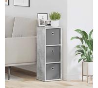 Sideboard Concrete Grey 25.5x22x69.5cm Engineered Wood 3-Drawer Slim Storage Top