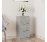 Sideboard Concrete Grey 30x30x70 cm Engineered Wood Smoked Oak 3-Drawer