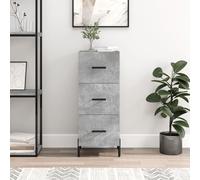 Sideboard Concrete Grey 34.5x34x90cm Engineered Wood Metal Legs 3 Drawers Sturdy