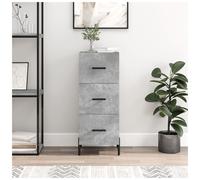 Sideboard Concrete Grey 34.5x34x90cm Engineered Wood With Drawer Black Handles
