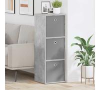 Sideboard Concrete Grey 35x32x99.5cm Engineered Wood 3 Drawers Modern Minimalist