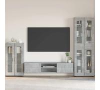 Sideboard Concrete Grey 55.5x29x100cm Engineered Wood Matte 3 Shelves 2 Doors UK
