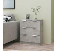 Sideboard Concrete Grey 60x30x70cm Engineered Wood 3 Drawers Modern CompactSize