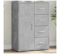 Sideboard Concrete Grey 60x31x84 cm Engineered Wood 4 Drawers 1 Door Modern Slim