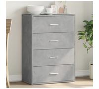 Sideboard Concrete Grey 60x31x84 cm Engineered Wood 4 Drawers Silver Handles UK