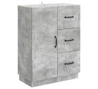 Sideboard Concrete Grey 66x34.5x87cm Engineered Wood 3 Drawer 1 Door Storage XL