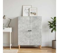 Sideboard Concrete Grey 66x34.5x90cm Engineered Wood 2-Door Modern Stripe Border