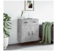 Sideboard Concrete Grey 69.5x34x90cm Engineered Wood 2 Doors Drawer Black Legs