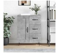 Sideboard Concrete Grey 69.5x34x90cm Engineered Wood 3 Drawers 2 Doors Slim Legs