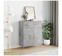Sideboard Concrete Grey 69.5x34x90cm Engineered Wood Gold Legs Slim Storage