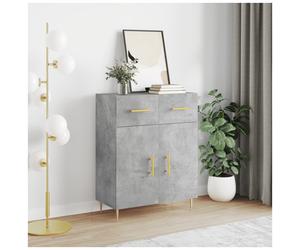 Sideboard Concrete Grey 69.5x34x90cm Engineered Wood Gold Legs Slim Storage