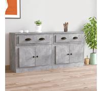 Sideboard Concrete Grey 70x35.5x67.5cm Engineered Wood 4 Doors 1 Drawer Matte