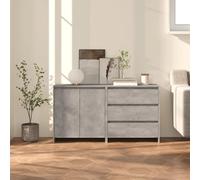 Sideboard Concrete Grey 70x41x75cm Engineered Wood 2-Piece Modern Storage Set 2x